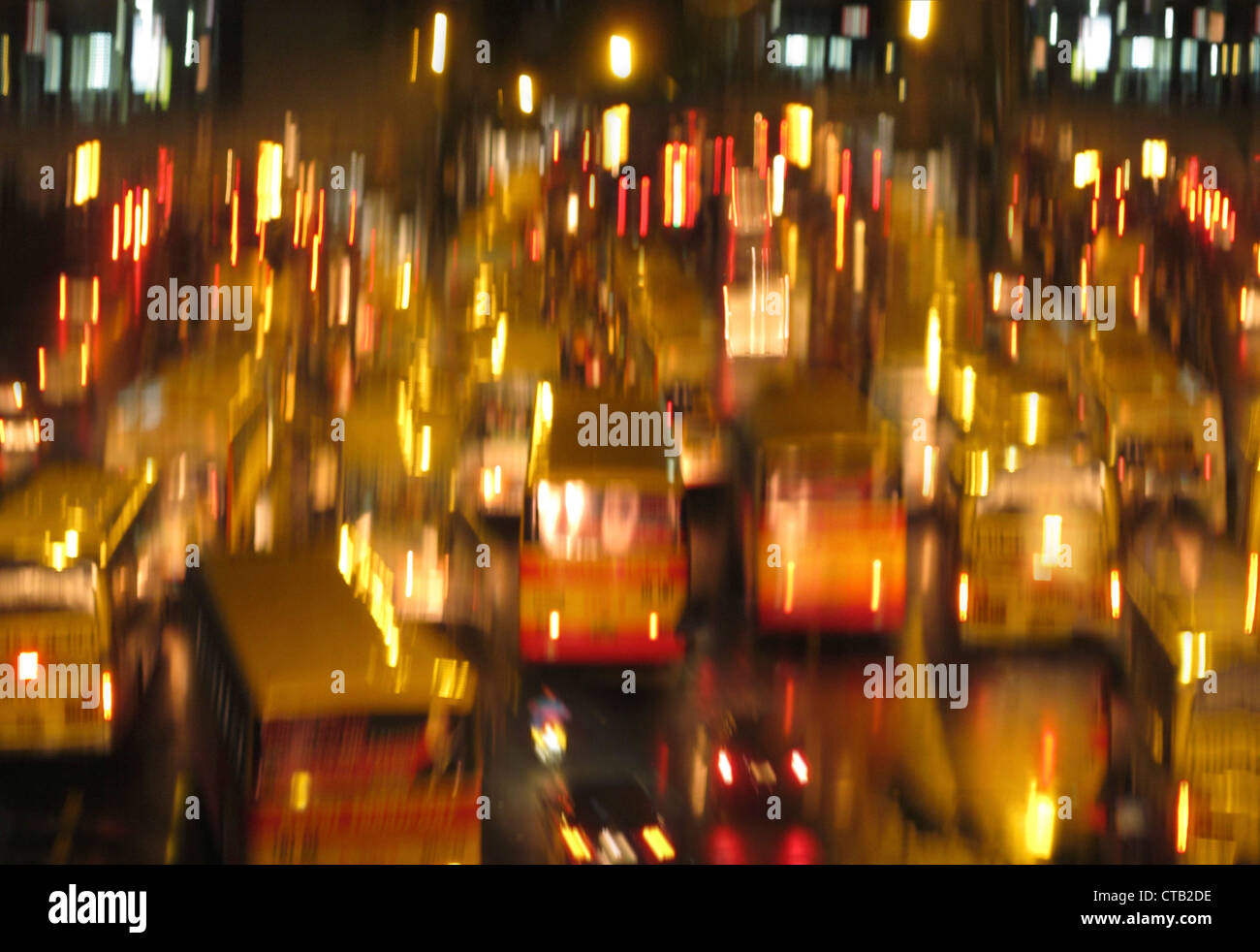 Traffic in motion in Edsa at night, Manila, Makati, Metro Manila, Luzon Island, Philippines, Asia Stock Photo