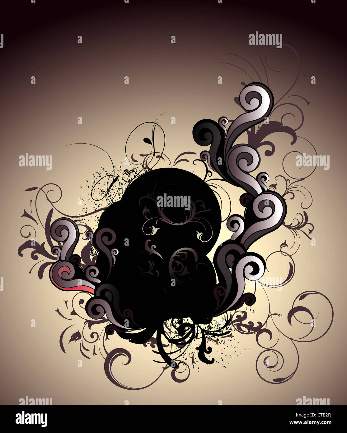 grunge floral frame vector illustration Stock Photo - Alamy