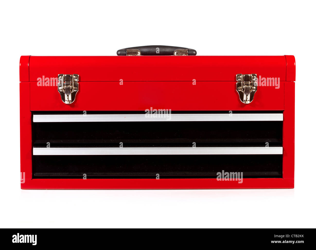 red metal toolbox on a white background Stock Photo - Alamy