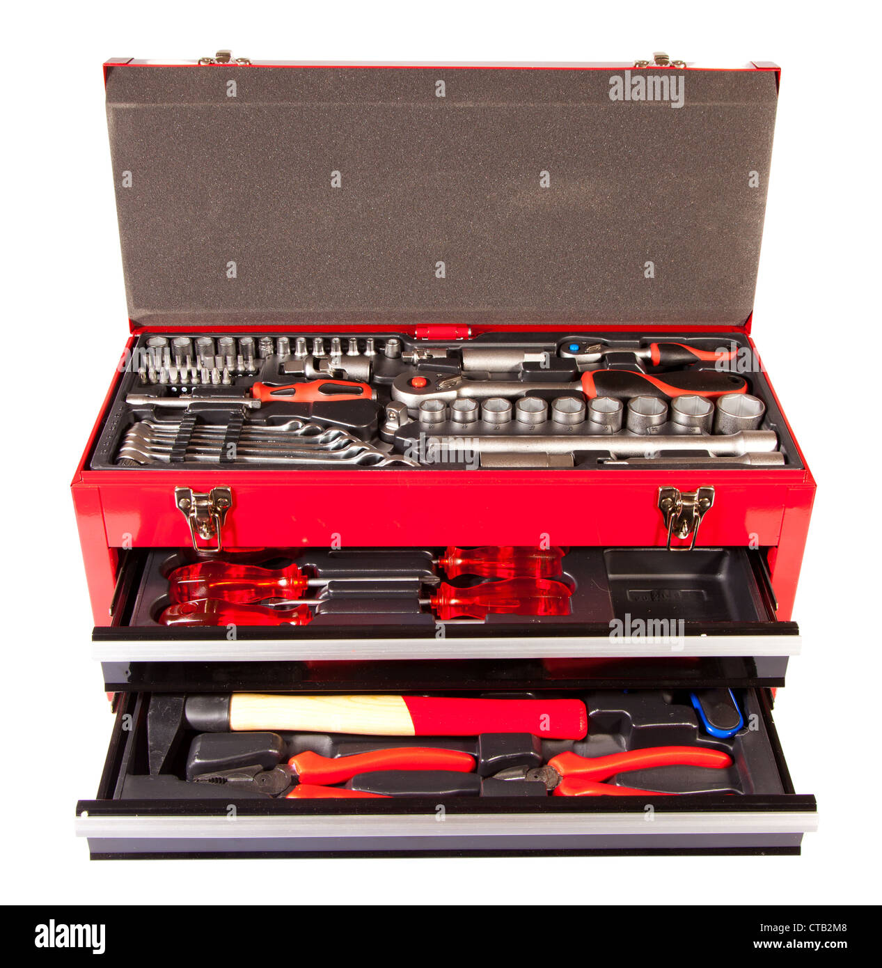Red box with the tool on a white background Stock Photo - Alamy