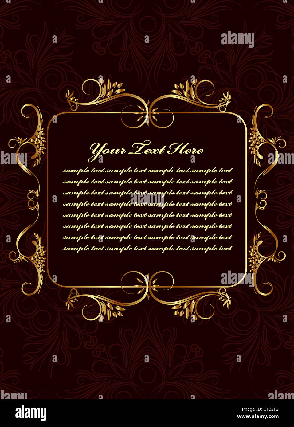 vintage gold floral frame vector illustration Stock Photo - Alamy