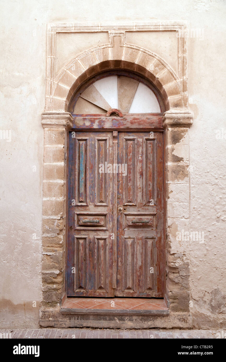 Traditional wooden door doorway, Essaouira Morocco Africa Stock Photo