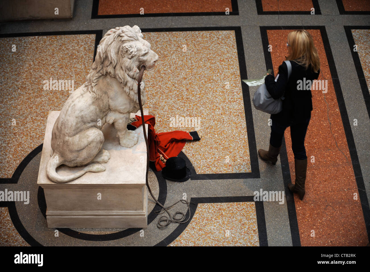 The 'Banksy Versus Bristol Museum' exhibition June 2009 - Lion with remains of the Ring Master Stock Photo