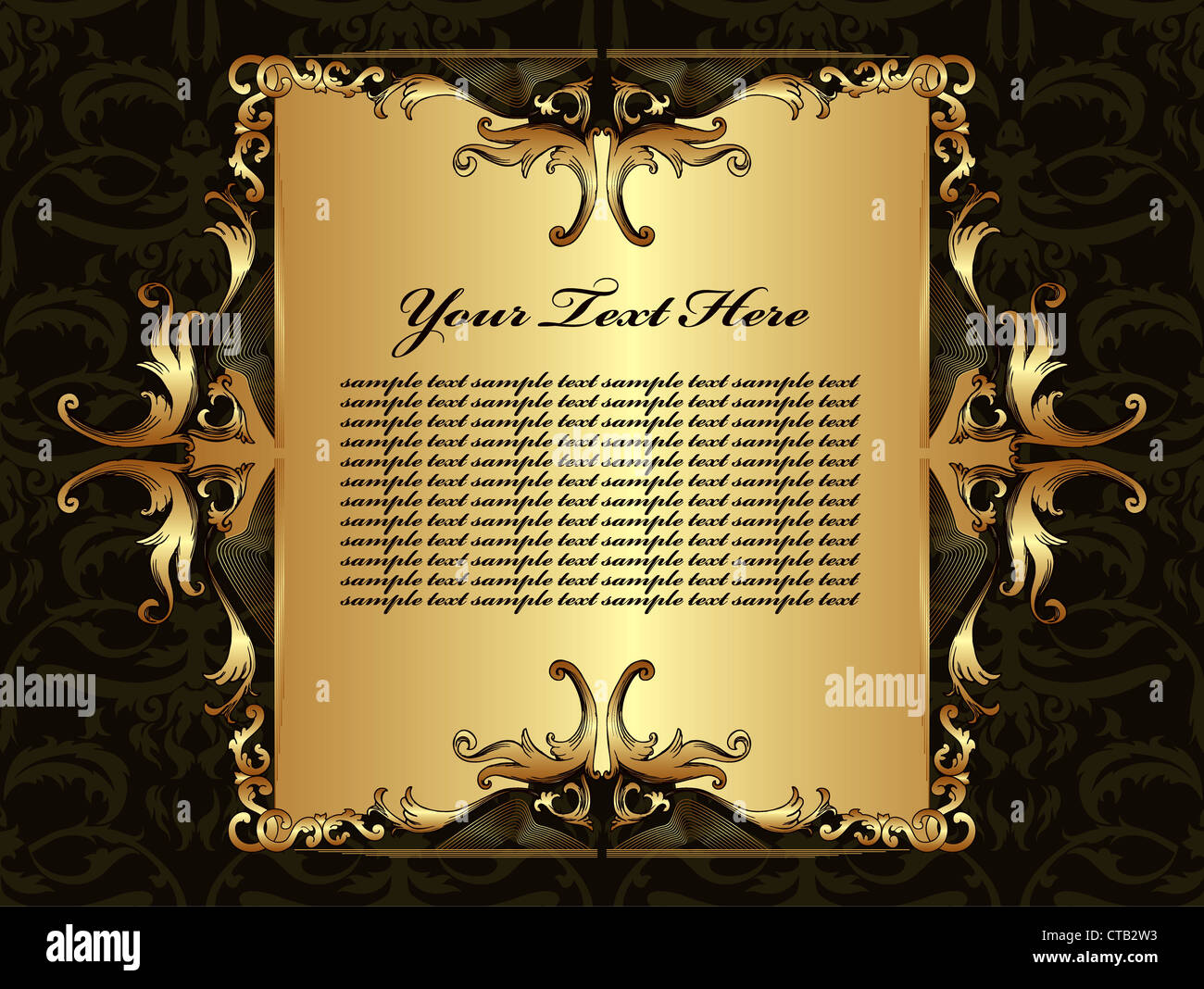 vintage gold floral frame vector illustration Stock Photo - Alamy
