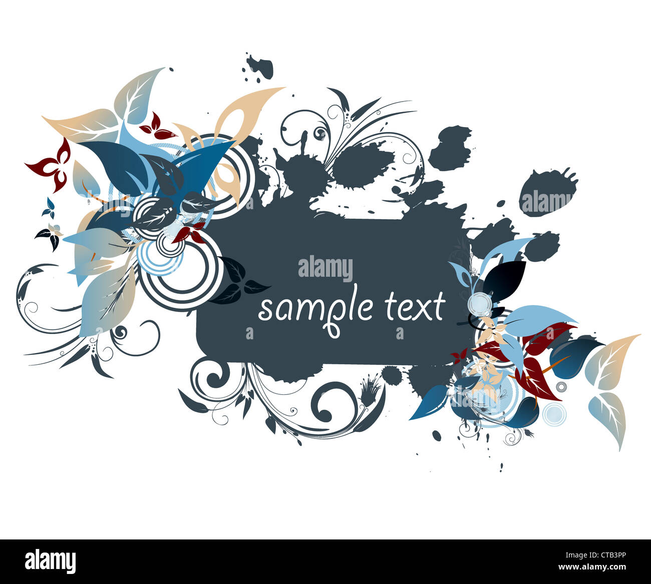 grunge floral frame vector illustration Stock Photo - Alamy