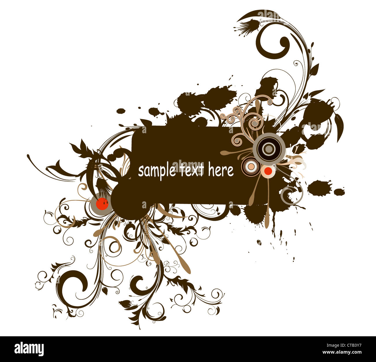 grunge floral frame vector illustration Stock Photo - Alamy