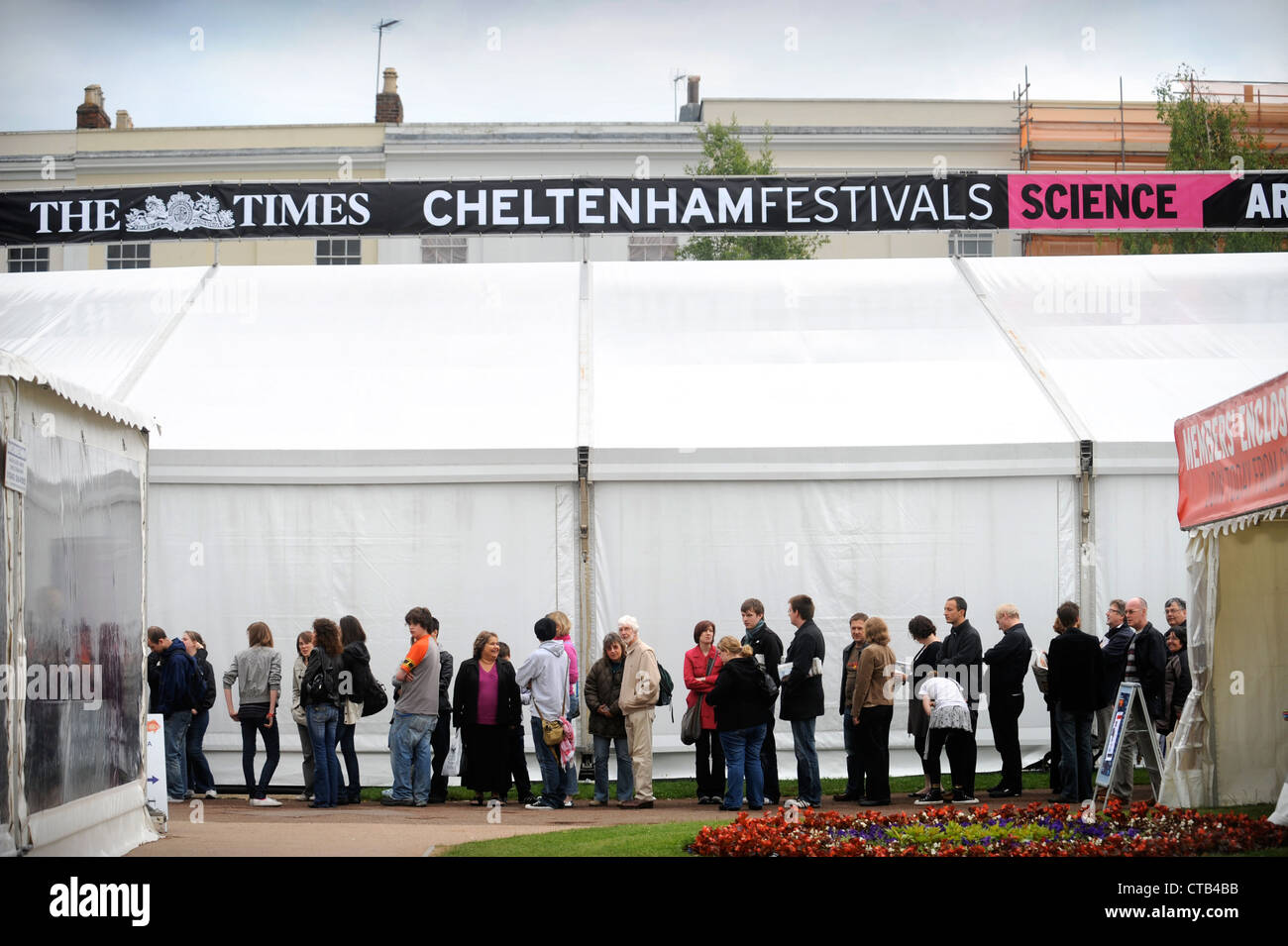 General view of a queue during the annual Cheltenham Science Festival UK Stock Photo