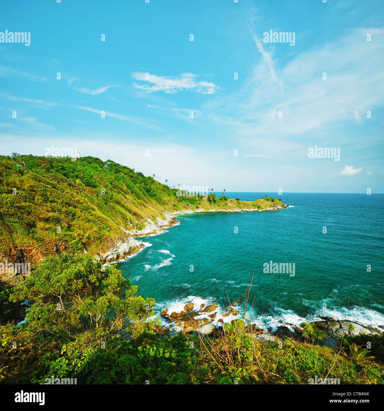 View of Promthep cape in the morning. Phuket island, Thailand. HDR processed. Stock Photo