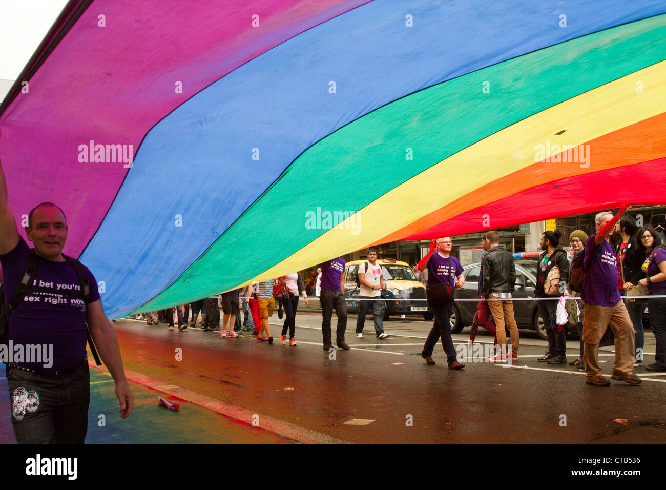 The rainbow flag at World Pride in London - 7 July 2012 Stock Photo