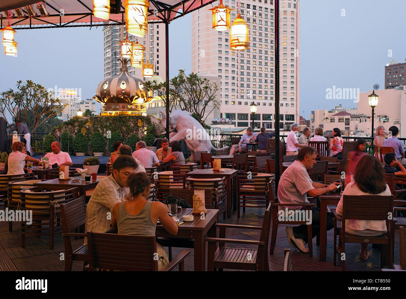 Restaurant, roof garden, Rex Hotel, Ho chi minh City, Vietnam Stock ...