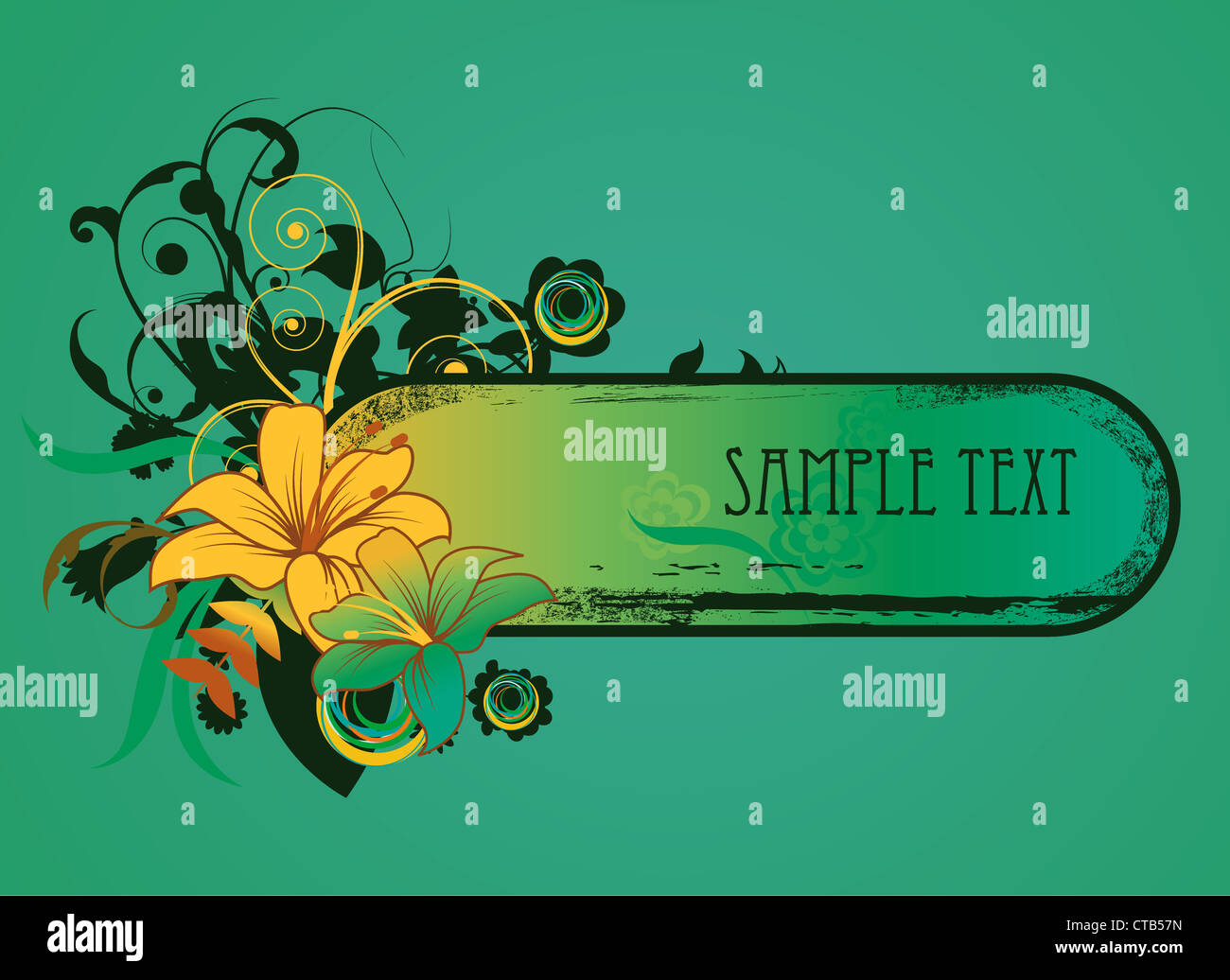vector retro grunge floral frame Stock Photo - Alamy