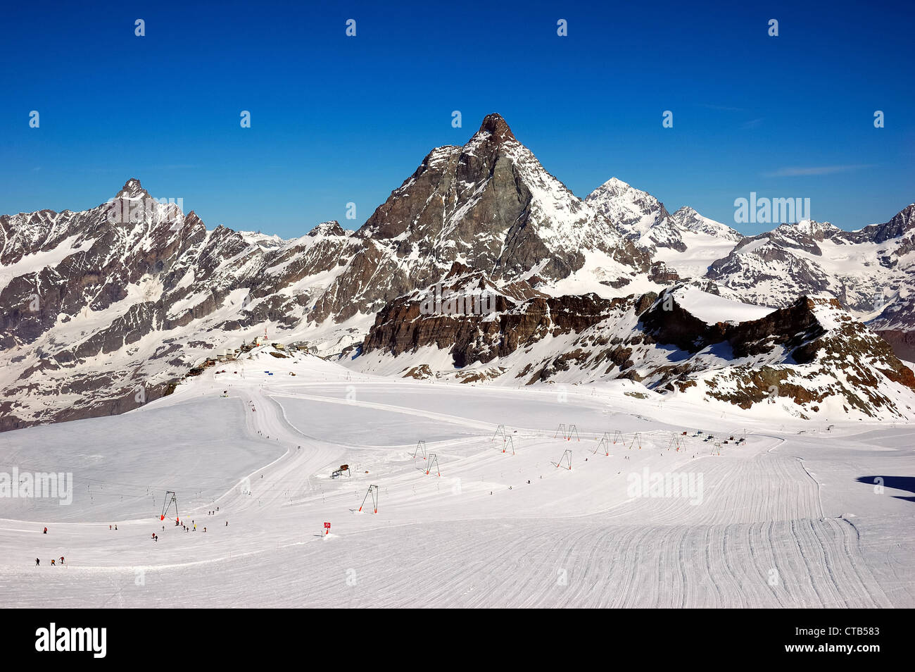 Zermatt ski resort, in background the Matterhorn, Swiss Stock Photo - Alamy