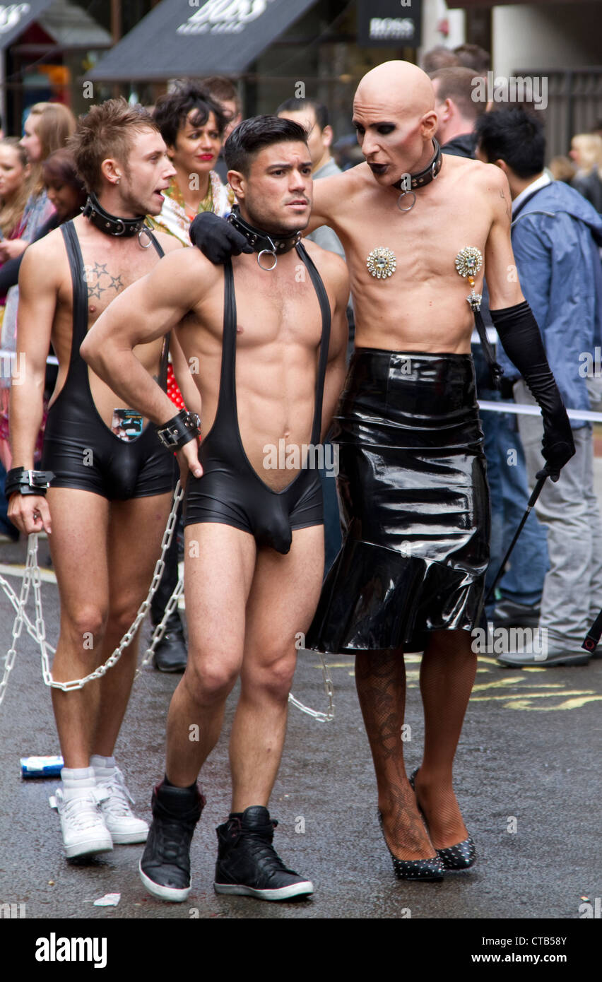 Participants in bondage gear at World Pride in London - 7 July 2012 Stock Photo