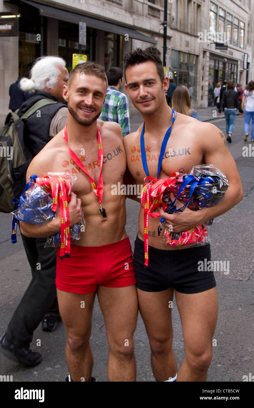 Two handsome men at World Pride in London - 7 July 2012 Stock Photo