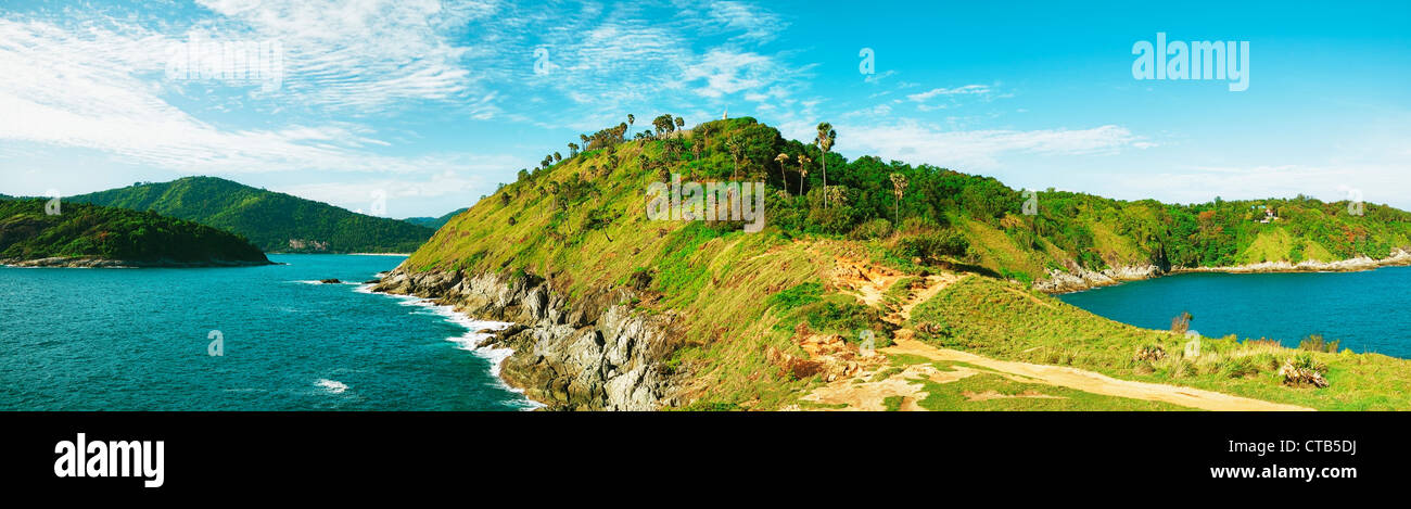 View of Promthep cape. Phuket island, Thailand. Panoramic composition. HDR processed. Stock Photo