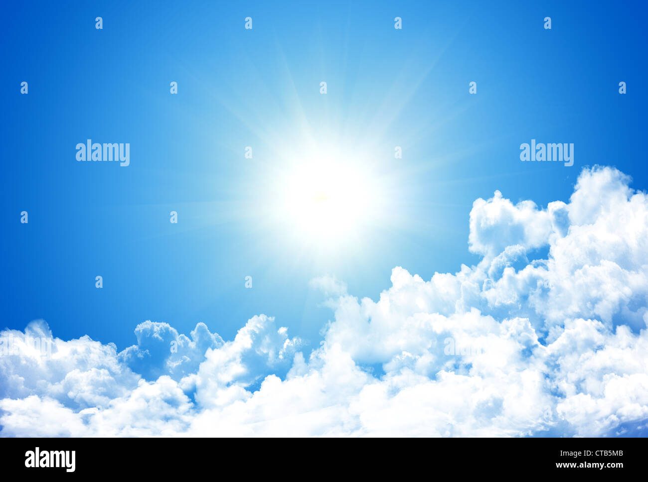 Blue sky with clouds and sun Stock Photo - Alamy