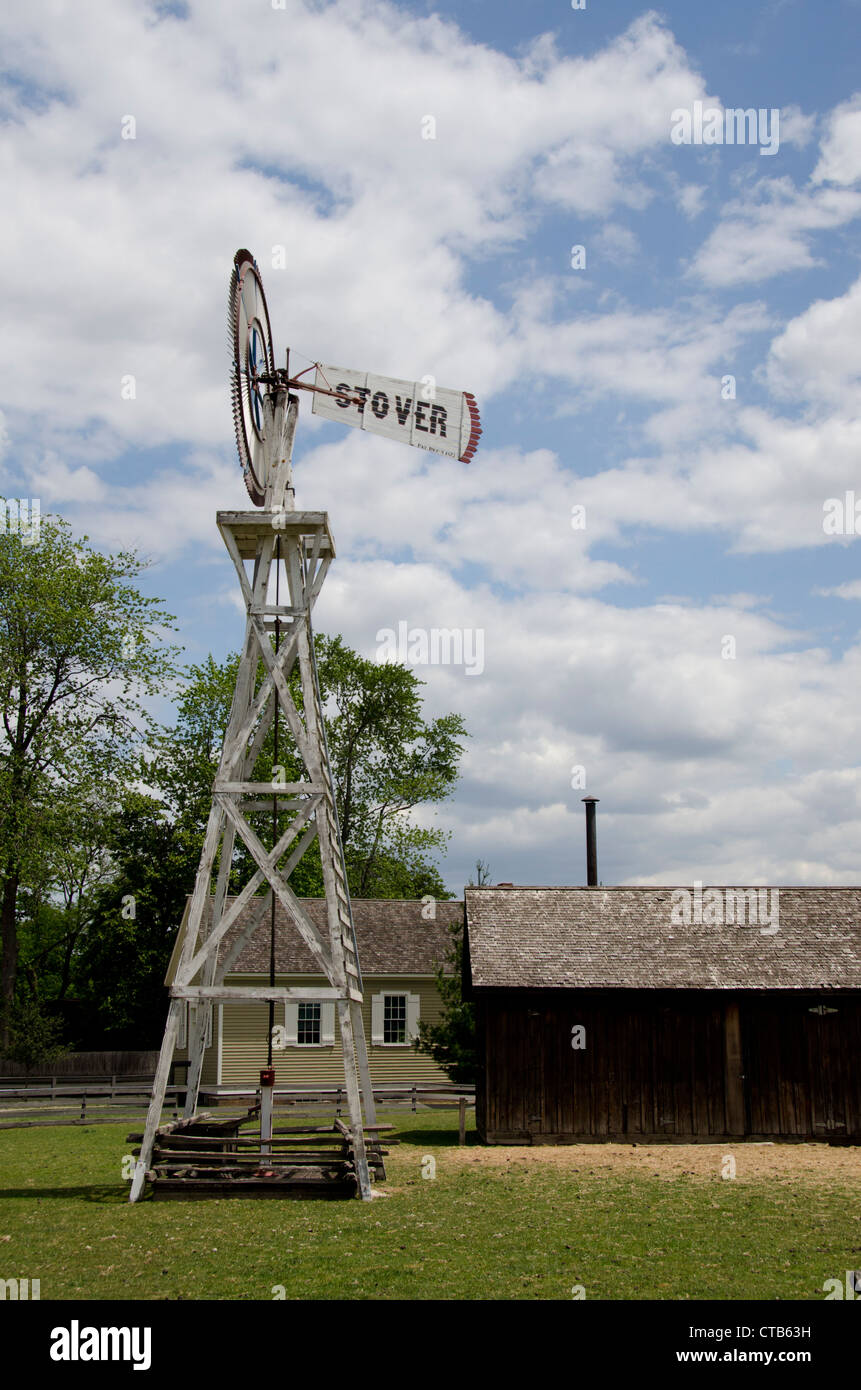 Michigan, Wyandotte. Greenfield Village, historic windmill Stock Photo