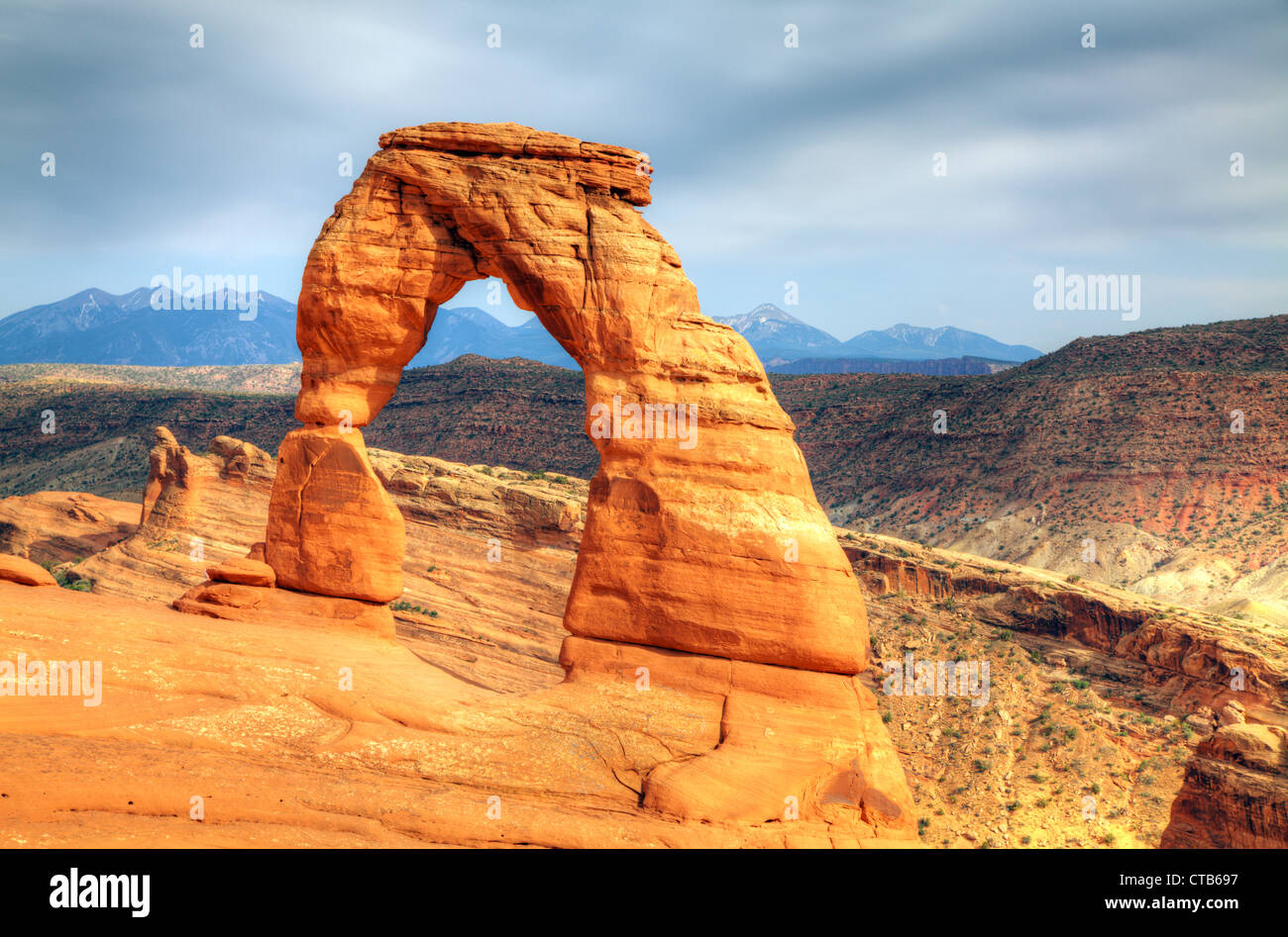 Delicate Arch at Arches National Park, Utah, USA in the evening light Stock Photo