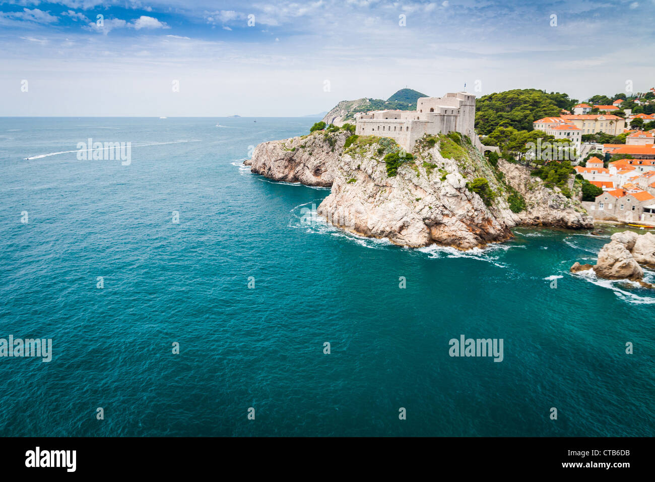 Fort on a cliff in Dubrovnik, Croatia Stock Photo