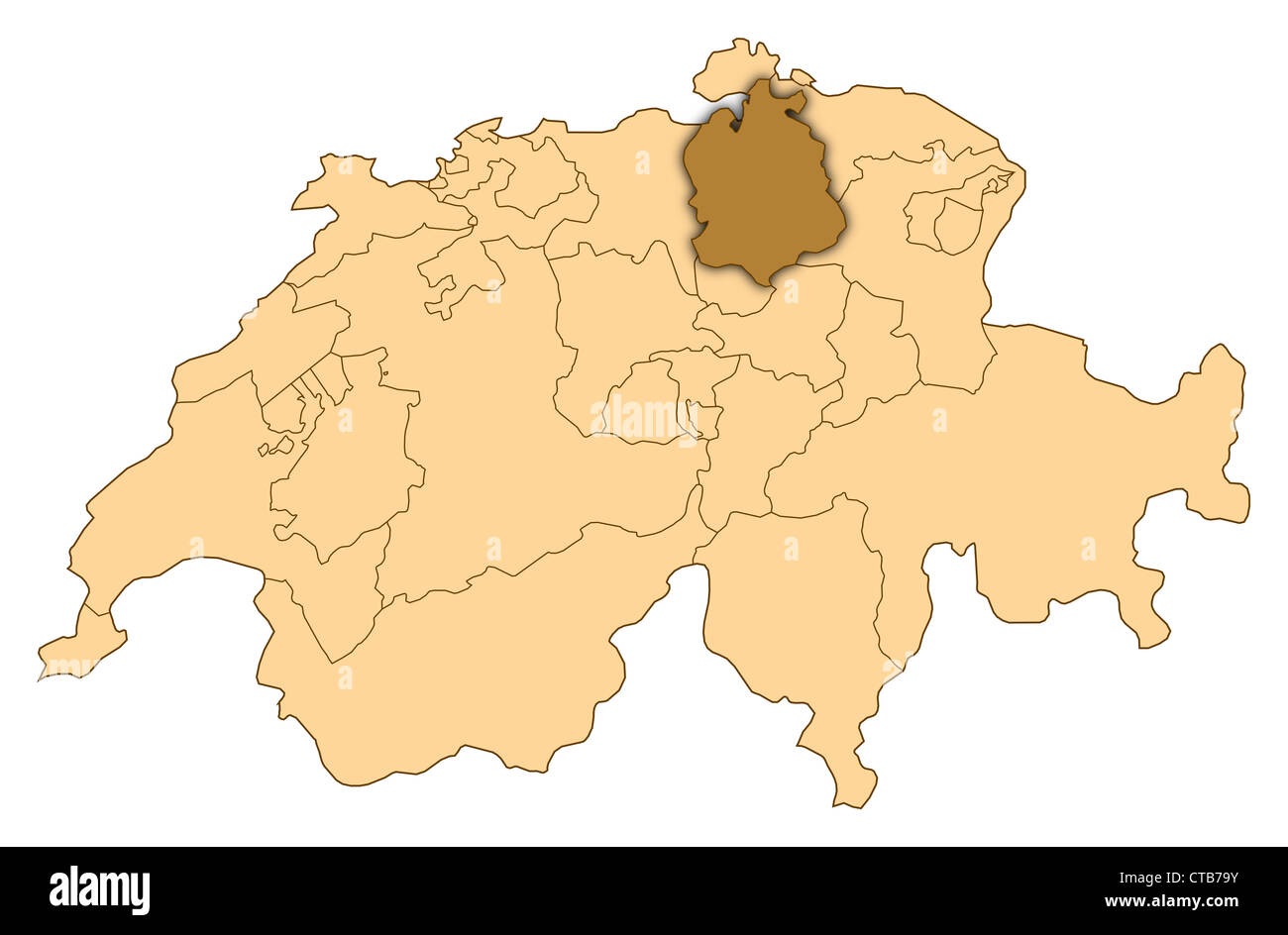 Map of Switzerland where Zurich is highlighted Stock Photo Alamy