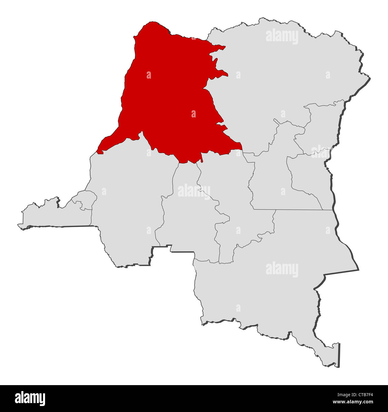 Political map of Democratic Republic of the Congo with the several ...
