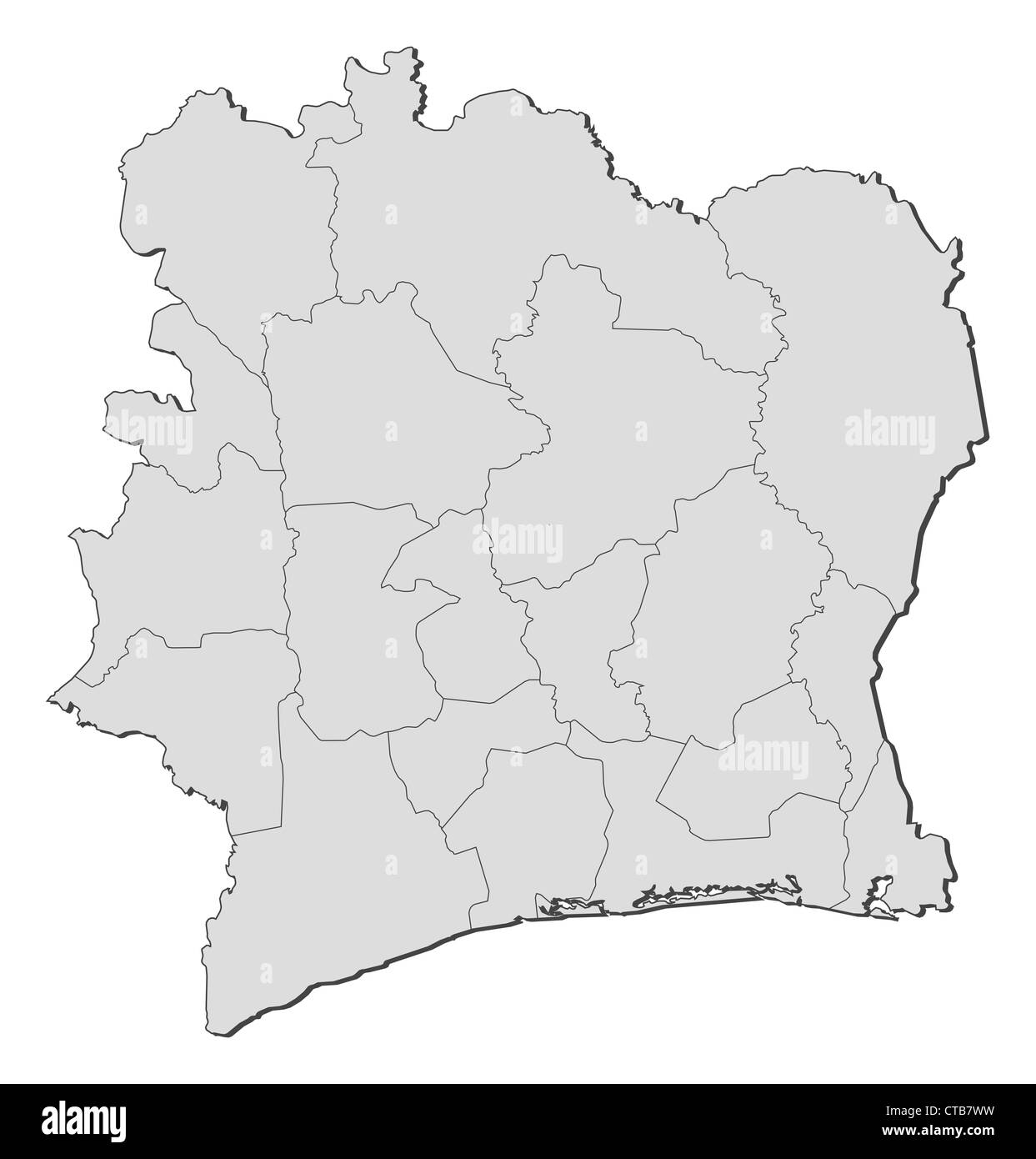 Political Map Of Ivory Coast With The Several Regions Stock Photo Alamy Political Map Of Ivory Coast With The Several Regions CTB7WW