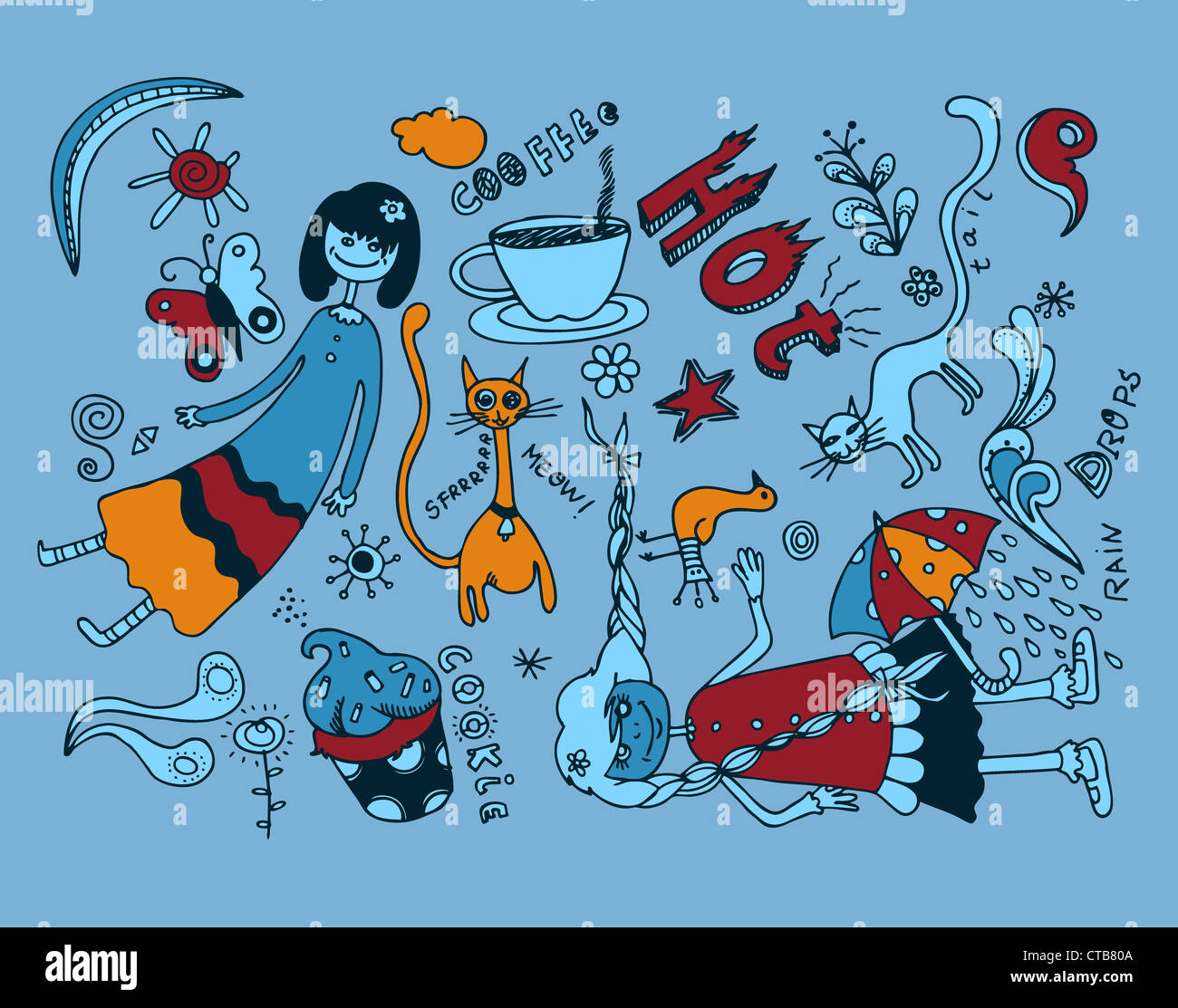 funny doodles vector illustration Stock Photo - Alamy