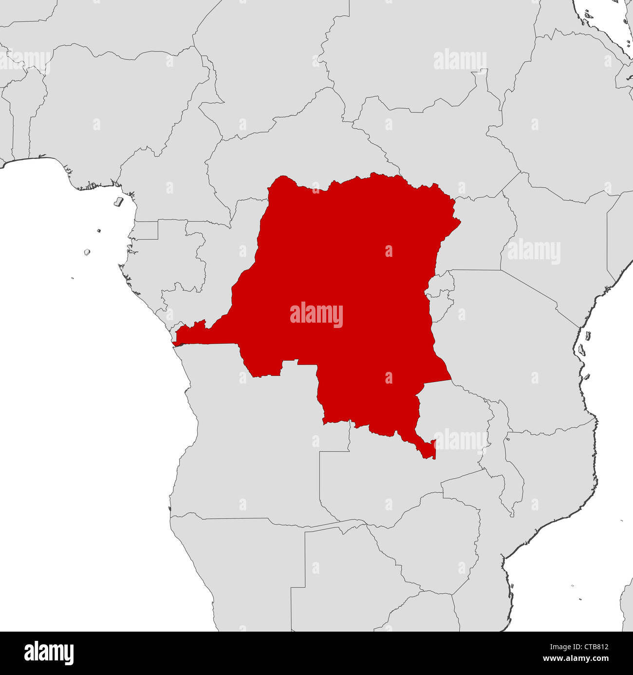 Drc Map Hi Res Stock Photography And Images Alamy   Map Of Democratic Republic Of The Congo With The Several States CTB812 