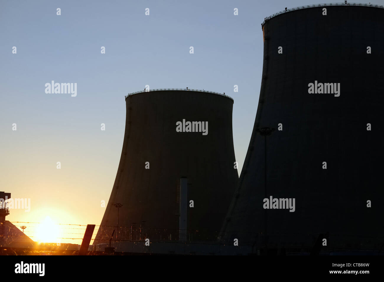 View of a twin nuclear power plant cooling towers Stock Photo - Alamy