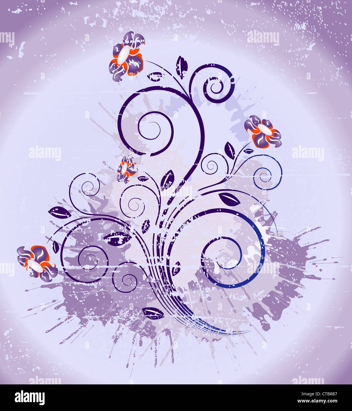 vector grunge background with flower Stock Photo - Alamy