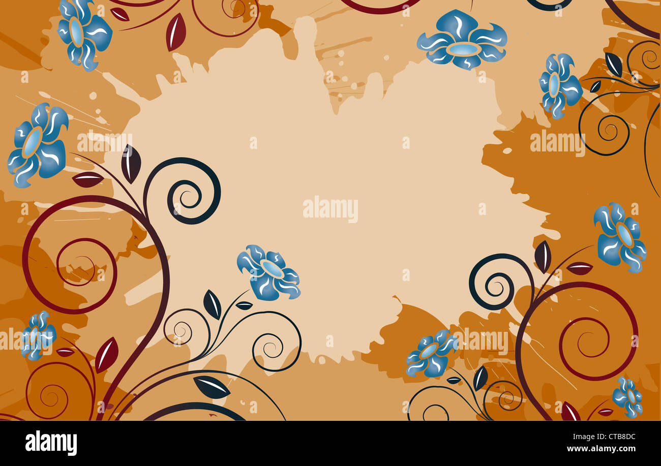 vector grunge background with flowers Stock Photo - Alamy