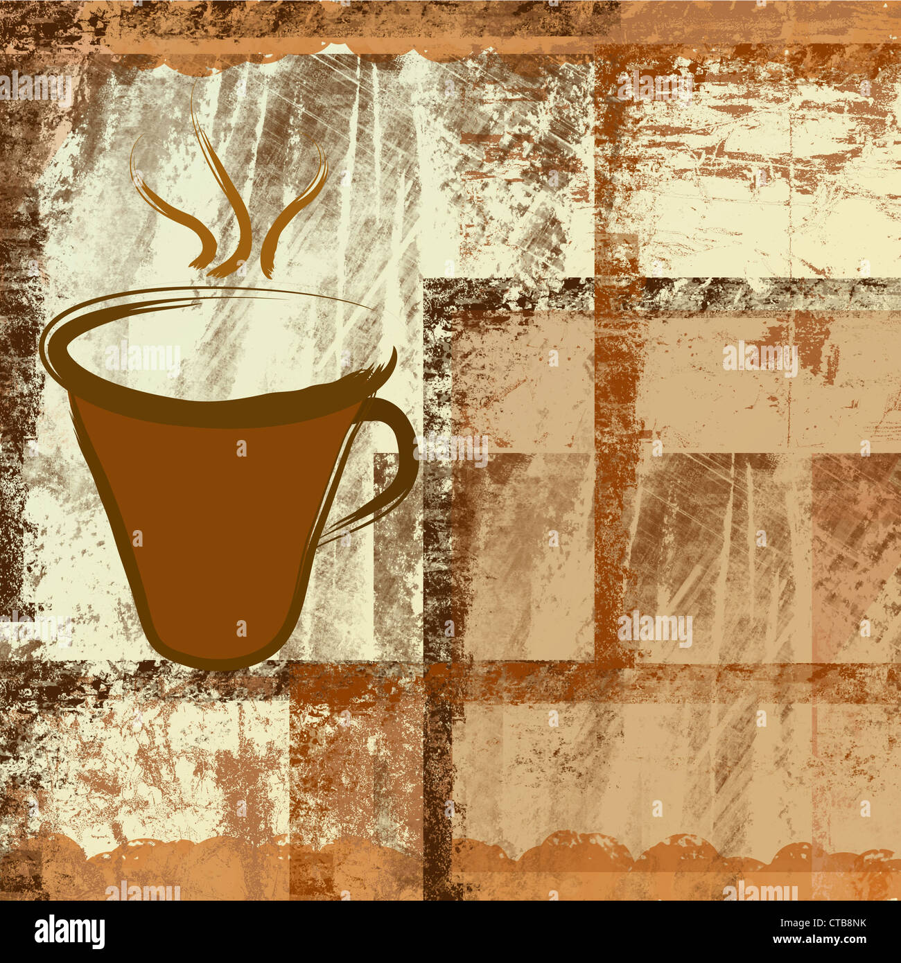 Brown mug illustration on grunge texture Stock Photo