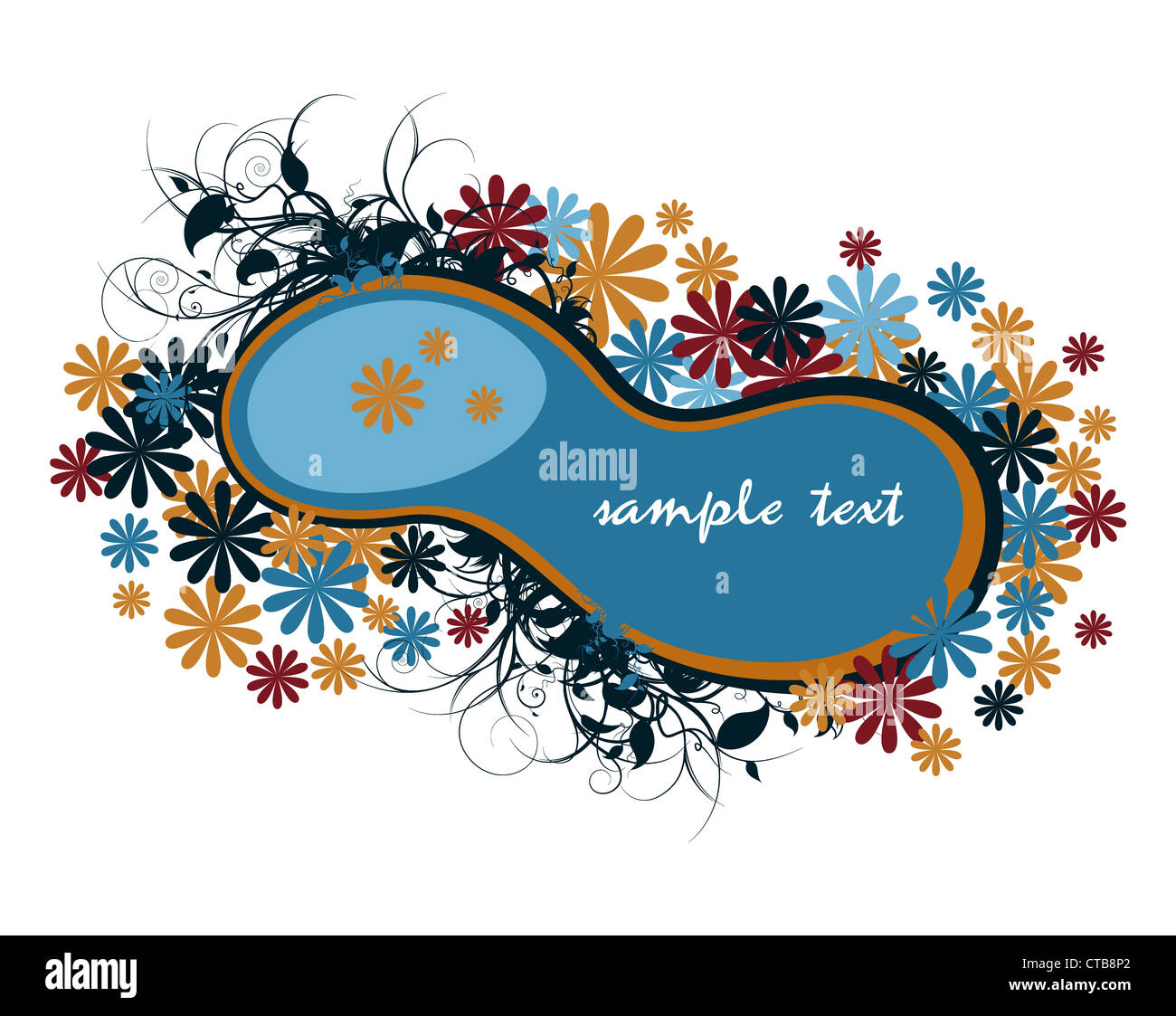 vintage floral frame vector illustration Stock Photo - Alamy