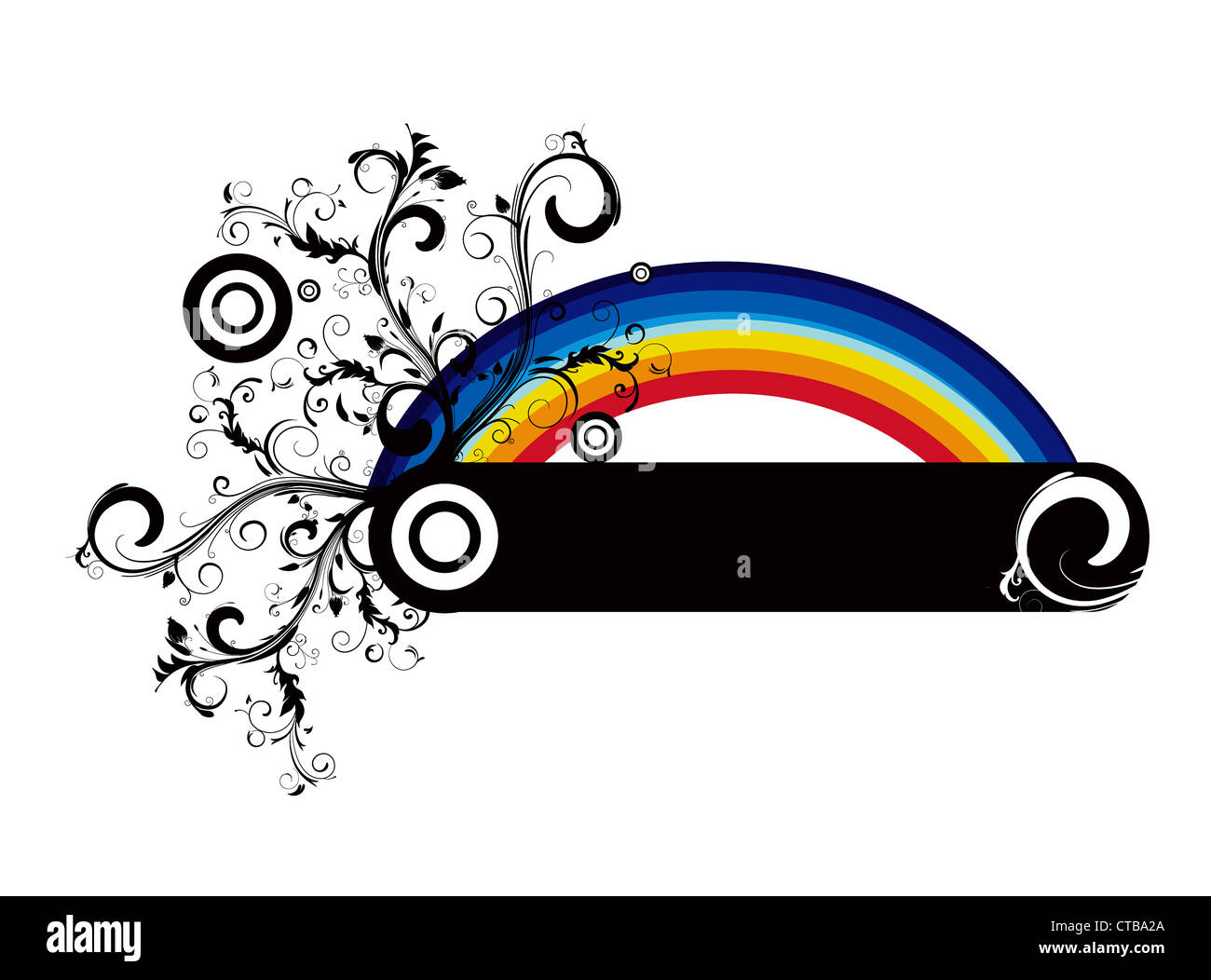 vector floral frame with rainbow Stock Photo Alamy