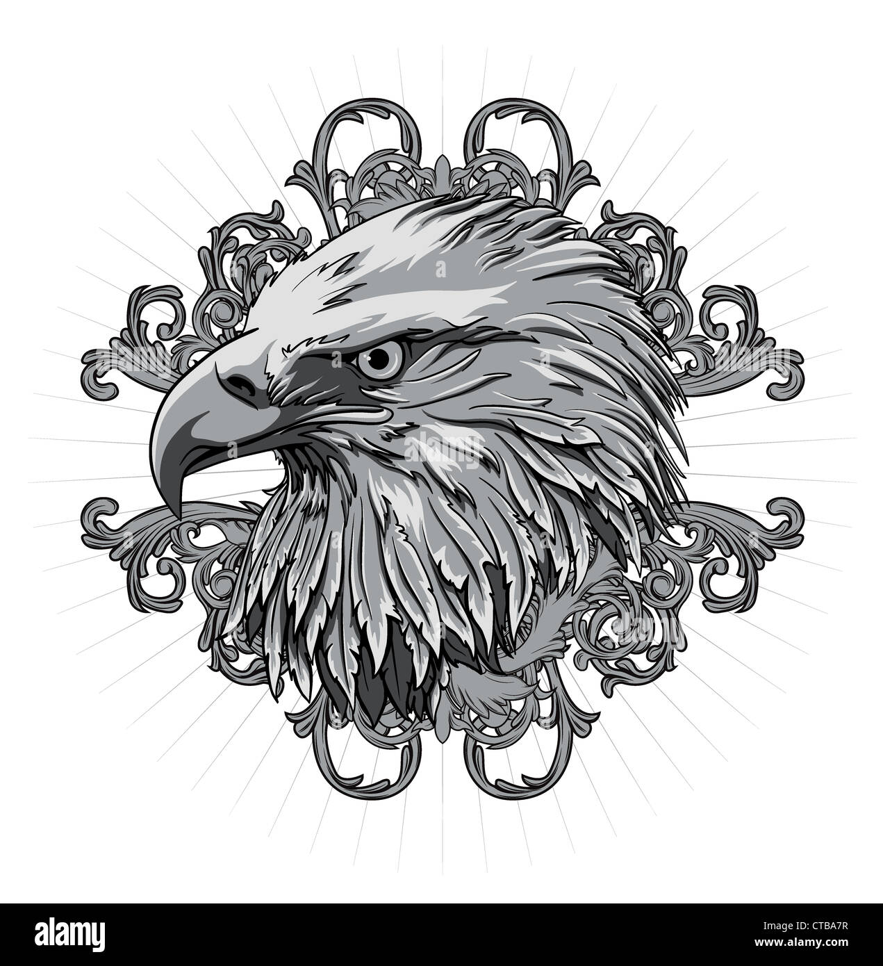vector vintage t-shirt design with eagle Stock Photo - Alamy
