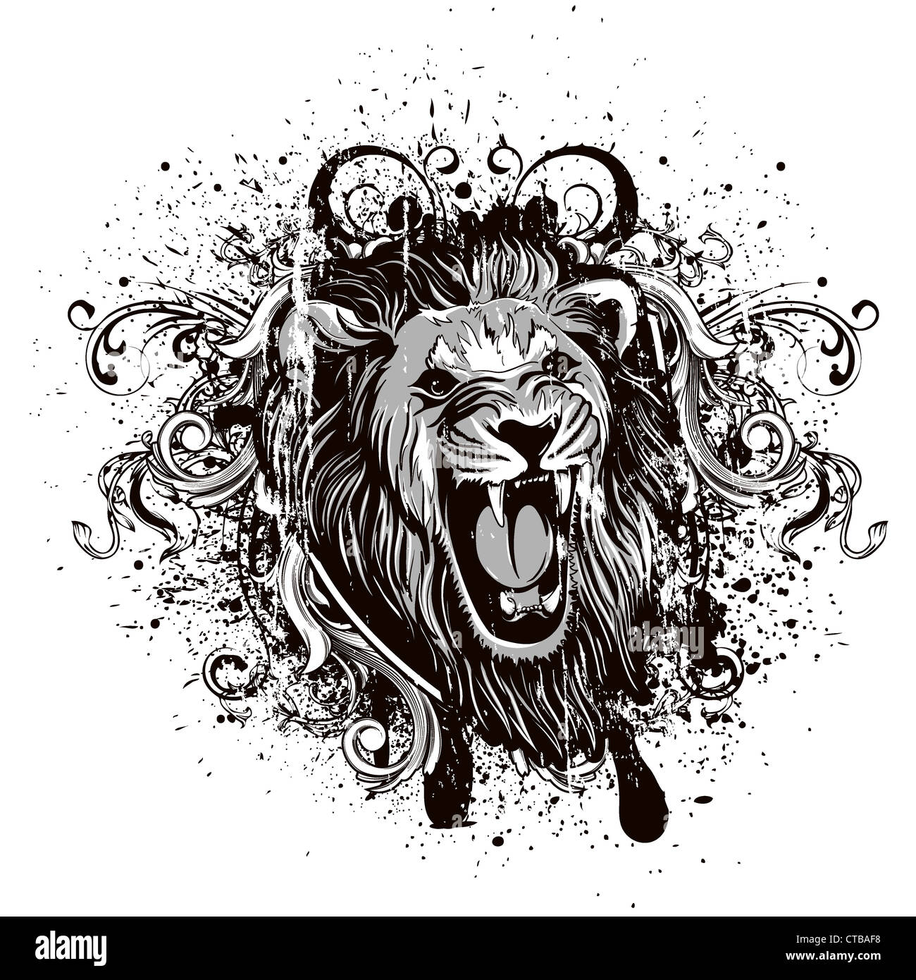 Download vector grunge t-shirt design with lion Stock Photo ...