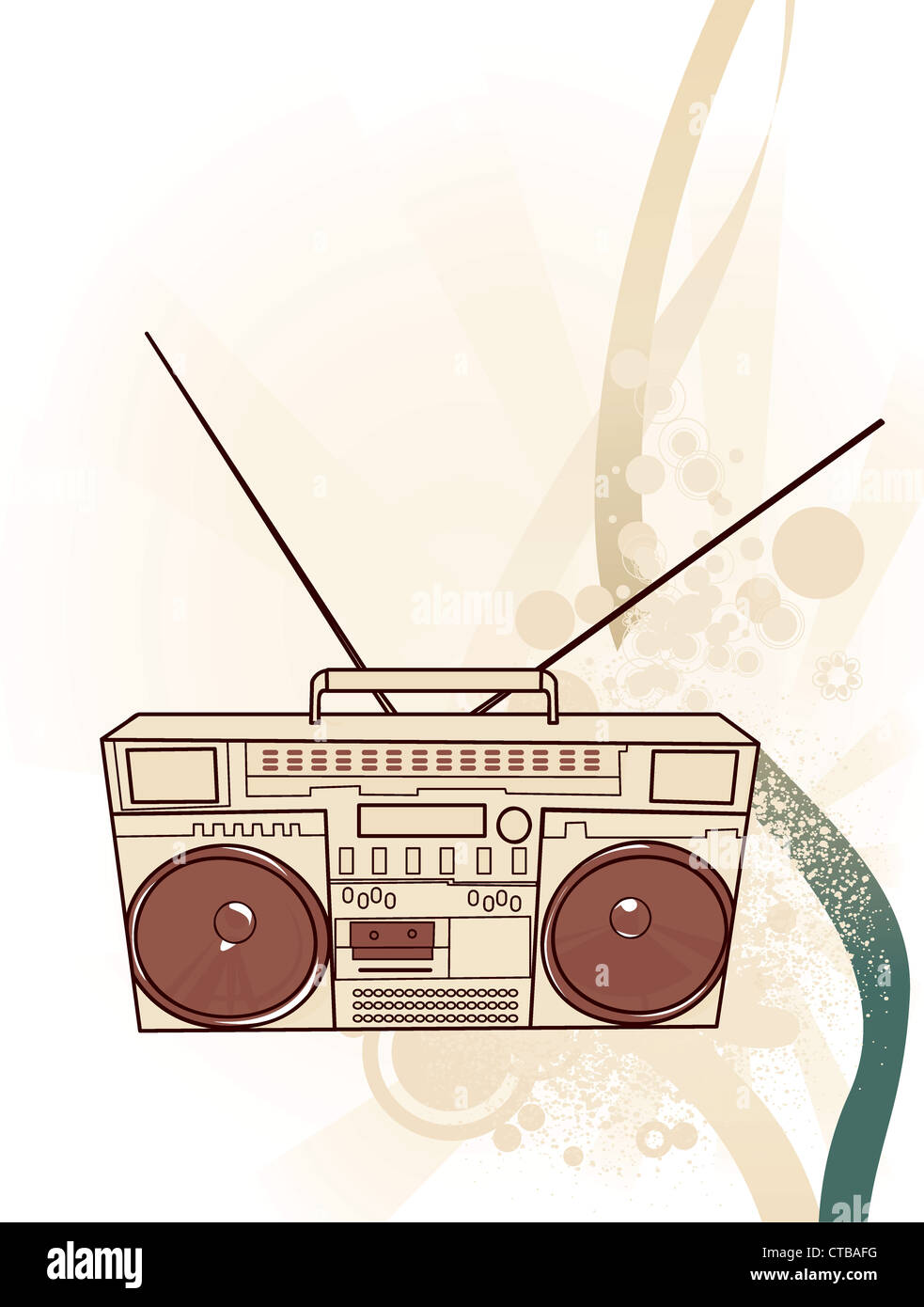vector music illustration with cassette player Stock Photo - Alamy