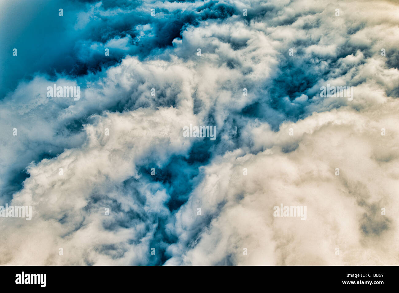 Colorized Cloudscape, ideal for abstract background, horizontal orientation, up to 21 Mpxl Stock Photo