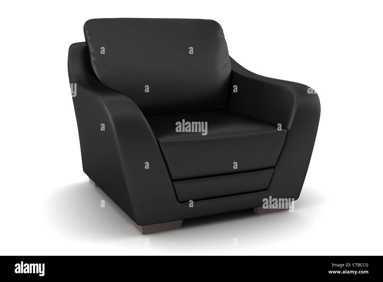 black leather armchair isolated on white background Stock Photo - Alamy