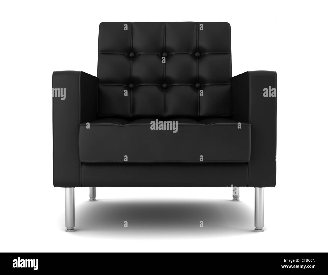 black leather armchair isolated on white background Stock Photo - Alamy