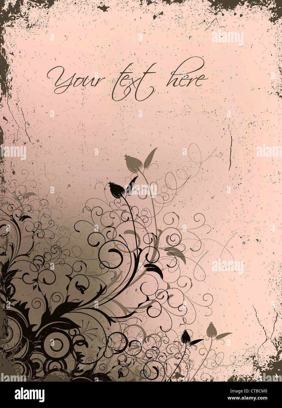 vector floral background with grunge Stock Photo - Alamy