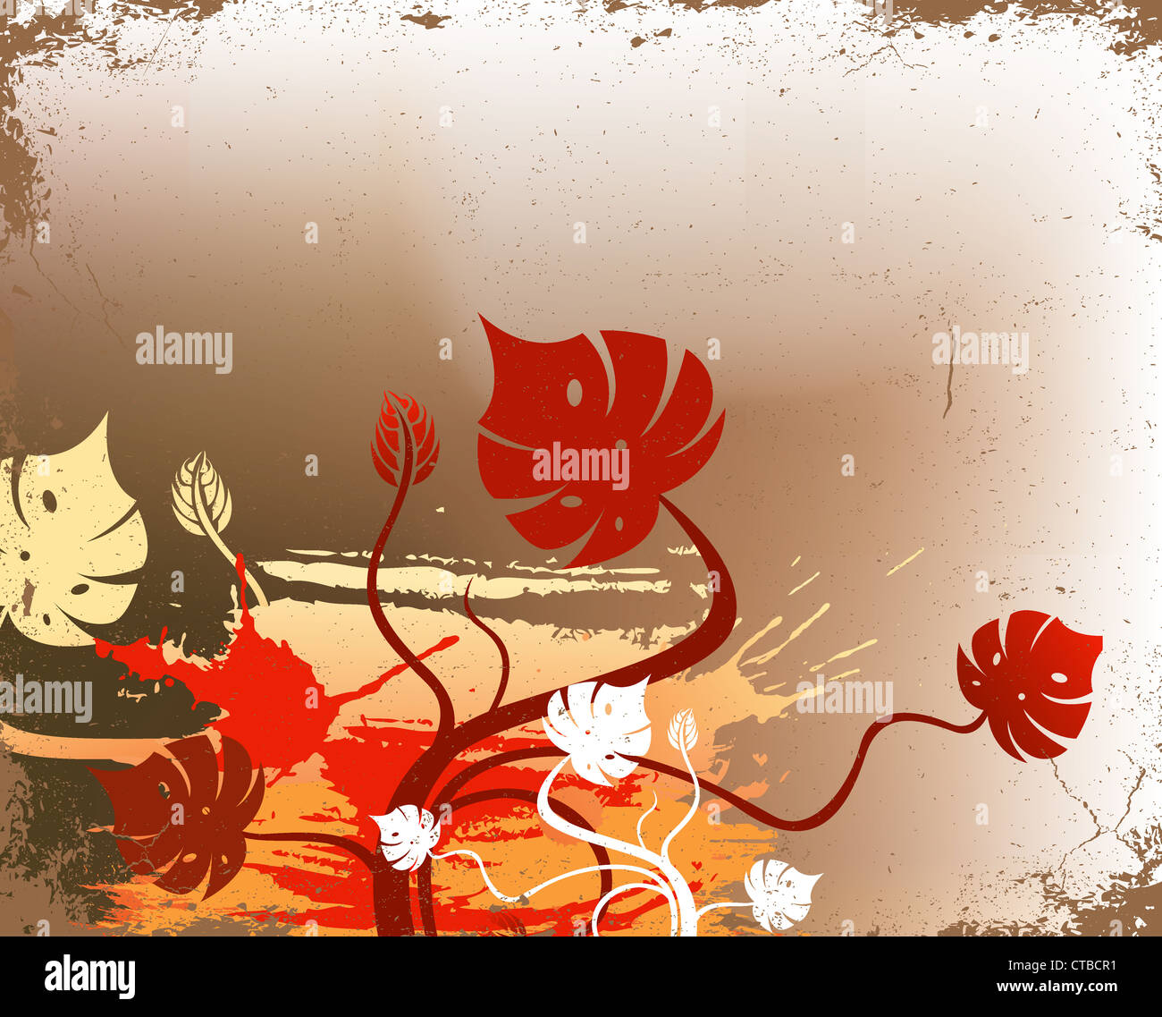 vector floral background with grunge Stock Photo - Alamy