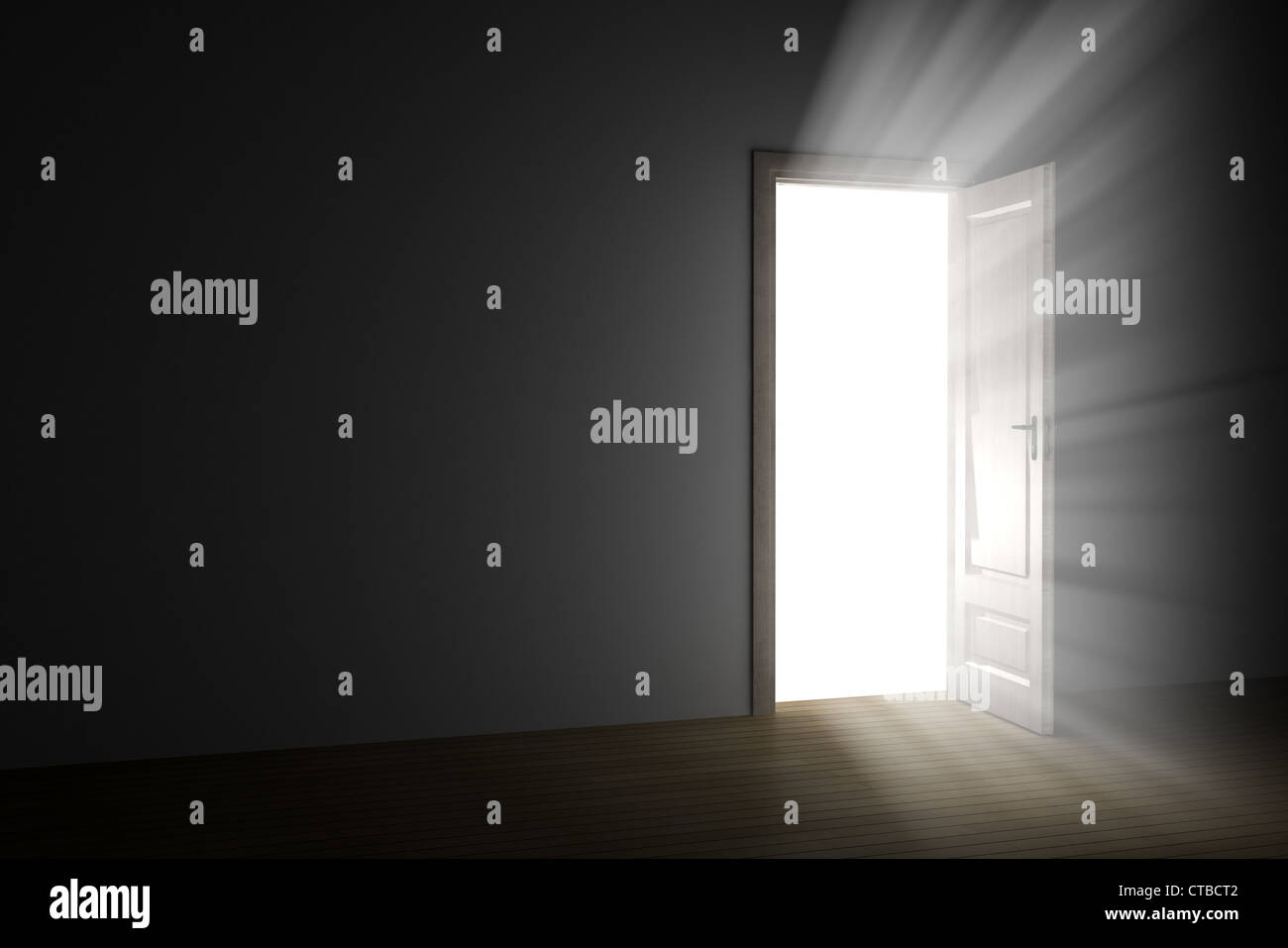bright light through an open door in empty room Stock Photo - Alamy