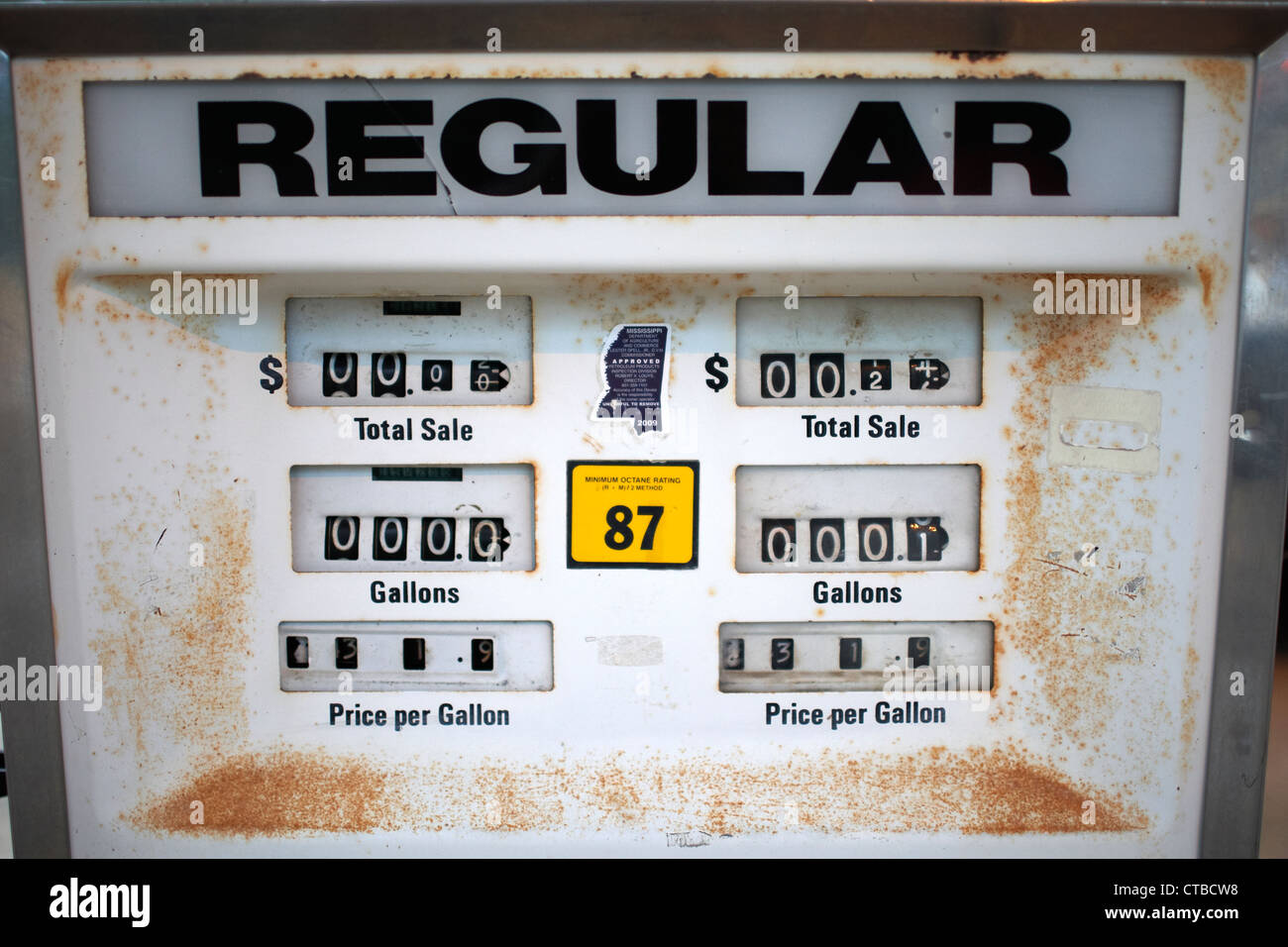 Antique gas pump selling regular gasoline Stock Photo Alamy