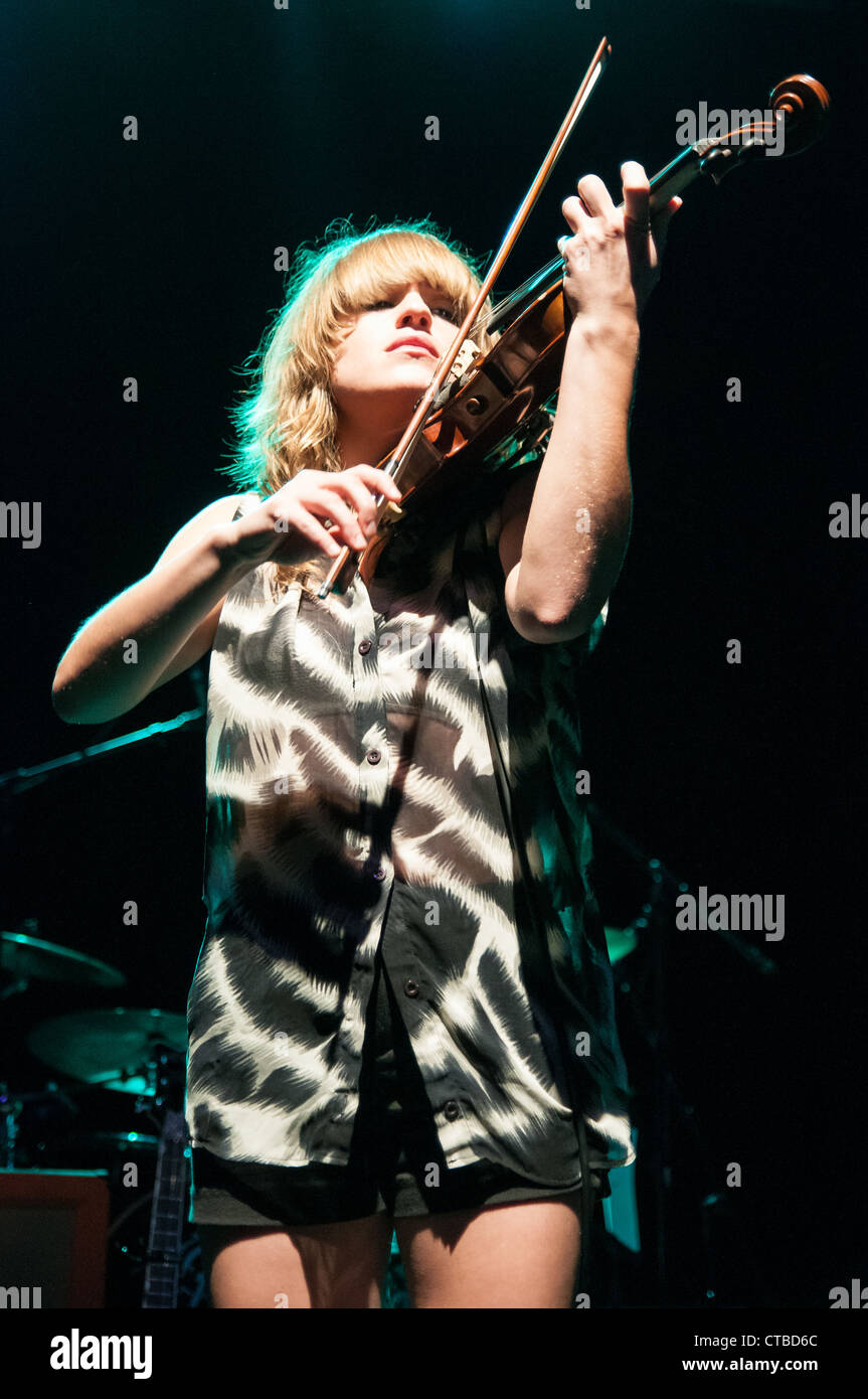Anna Bulbrook from the Airborne Toxic Event performing live at the LC Pavilion in Columbus Ohio on July 15, 2012 Stock Photo