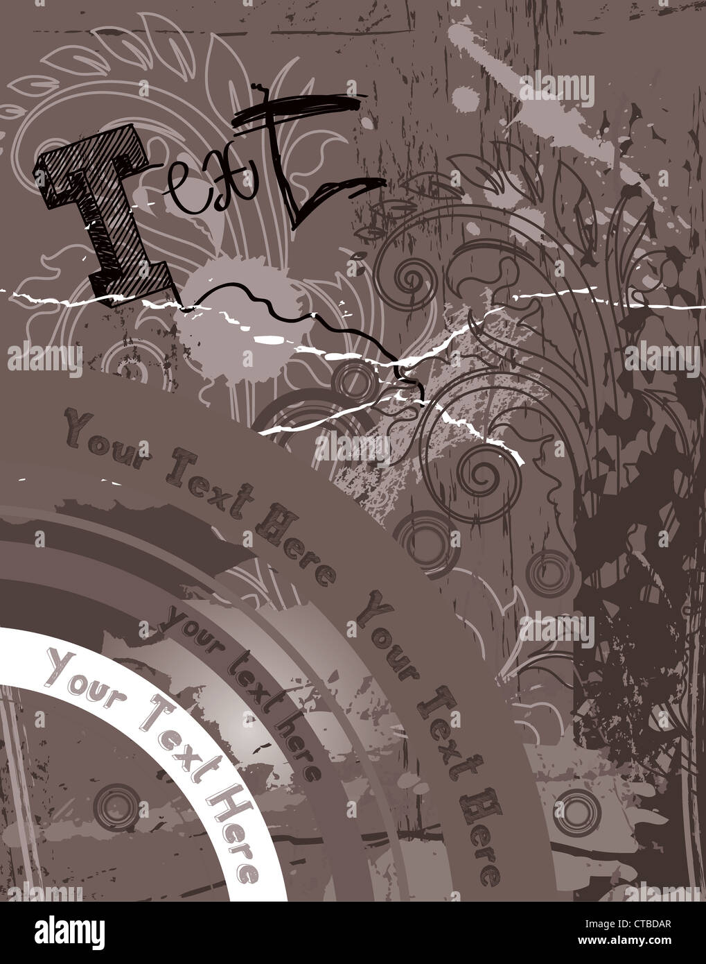 vintage grunge background with floral vector illustration Stock Photo ...
