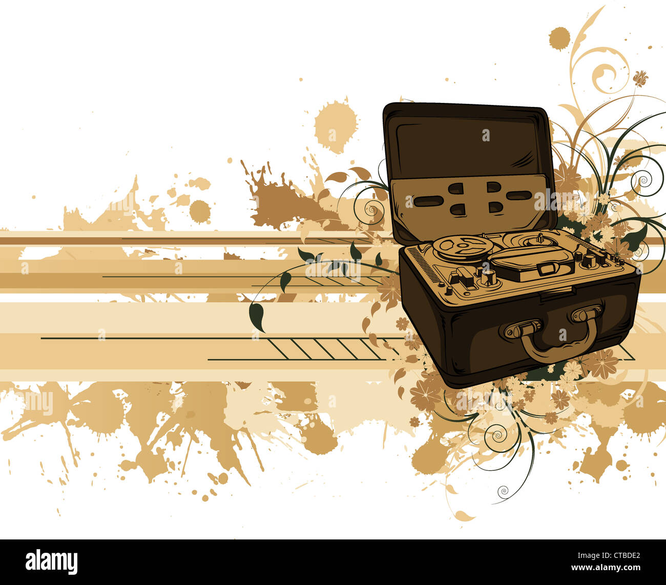 vector concert poster with tape recorder Stock Photo - Alamy