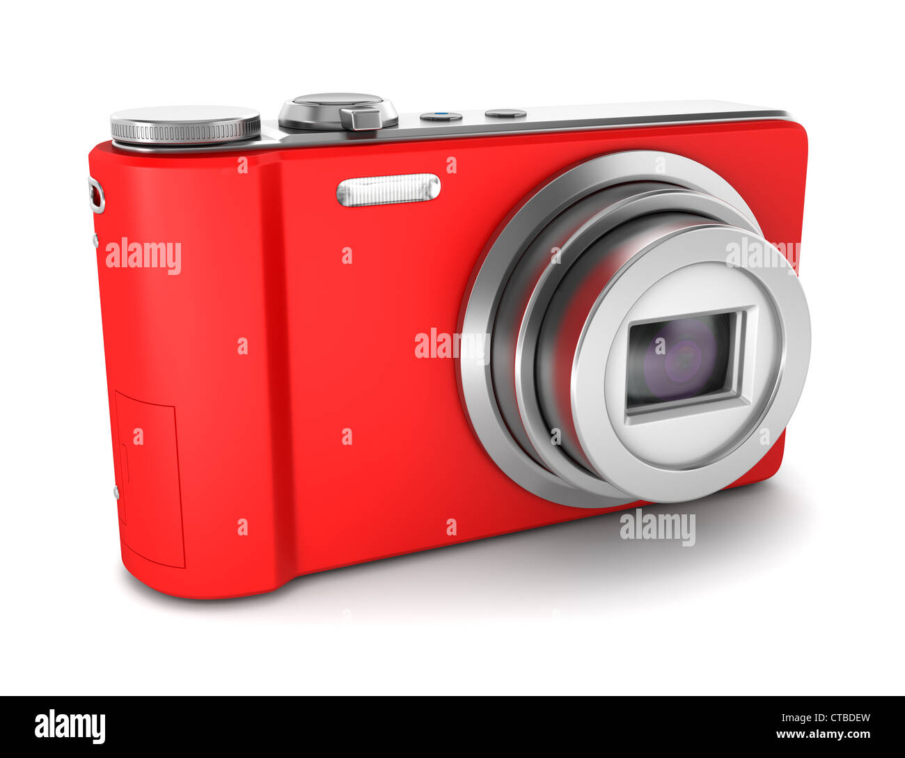 red point and shoot photo camera isolated on white background Stock