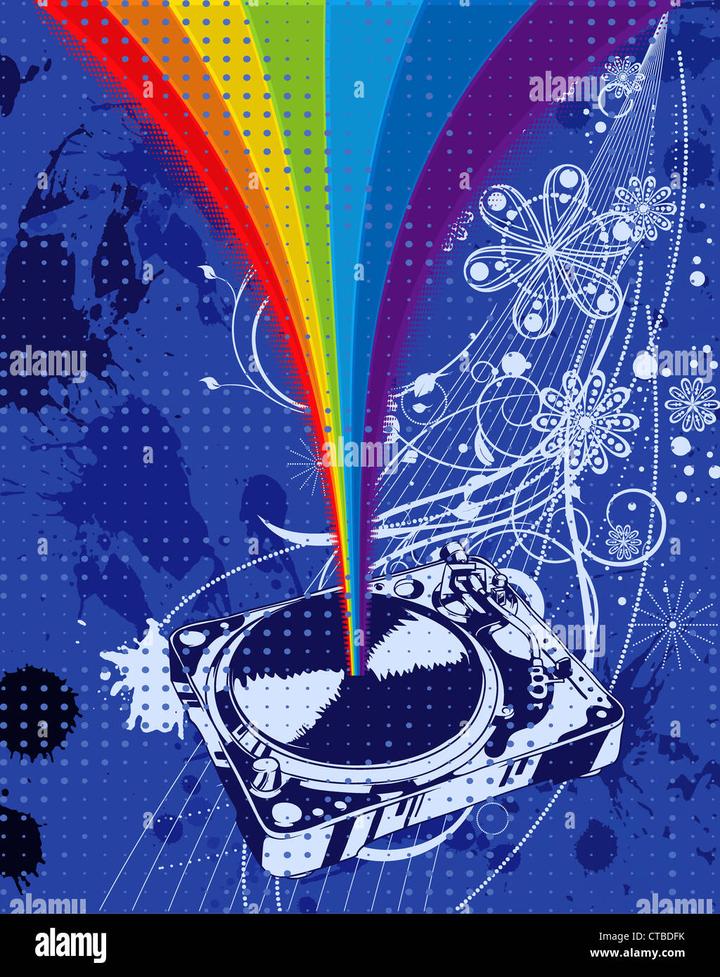 vector concert poster with turntable Stock Photo - Alamy