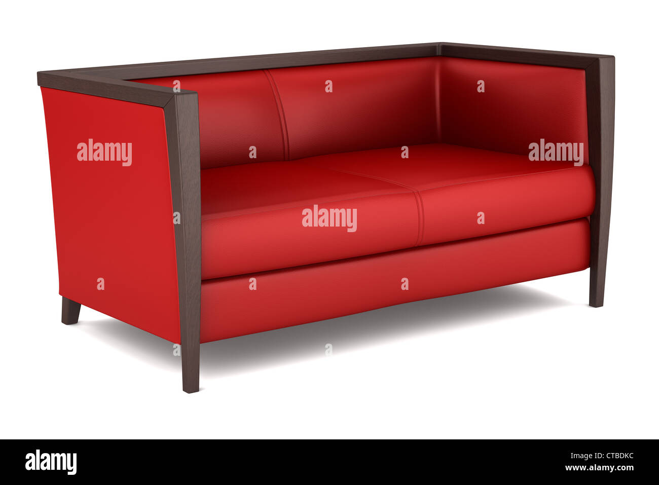 modern red leather couch isolated on white background Stock Photo - Alamy